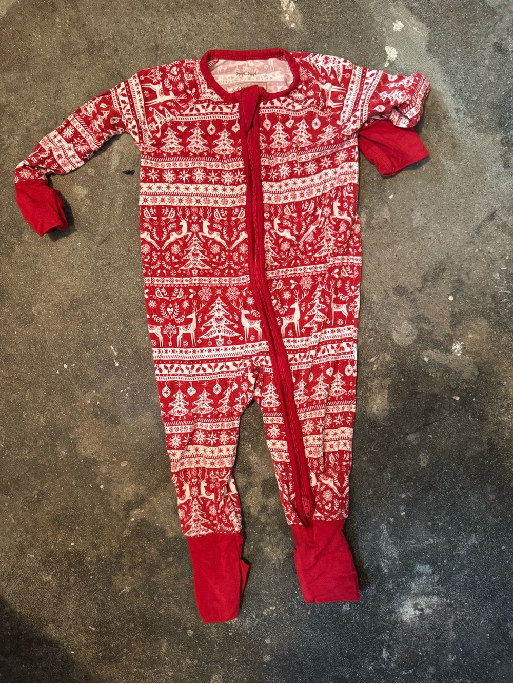 Little Sleepies Red Holiday Fair Isle Footed Pajamas